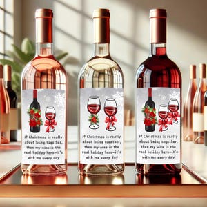 Étiquette de vin de Noël drôle, étiquette de bouteille de vacances imprimable, cadeau de Noël, étiquette de vin de Noël sarcastique, téléchargement immédiat PDF et JPG,