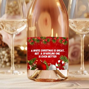 Étiquettes drôles de prosecco de Noël. Étiquettes imprimables de vin de vacances. Stickers bouteilles festives. Idée cadeau sarcastique de prosecco. Téléchargement instantané des fichiers