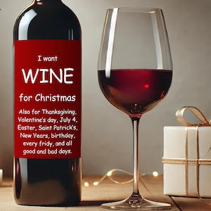 Étiquette de vin de Noël drôle, étiquette de bouteille de vacances imprimable, cadeau de Noël, étiquette de vin de Noël sarcastique, téléchargement immédiat PDF et JPG,