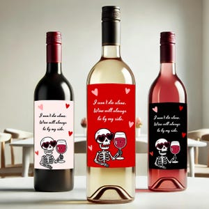 Étiquette de vin de la Saint-Valentin, étiquette de bouteille de vin drôle imprimable, téléchargement immédiat pour la Saint-Valentin, cadeau de Saint-Valentin, 4 modèles