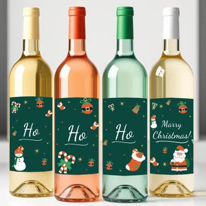 Etiquettes de vin de Noël, Modèles PDF téléchargeables instantanément, Cadeau de Noël, Etiquette de vin drôle sarcastique, Ho ho ho marier Noël, 4 modèles