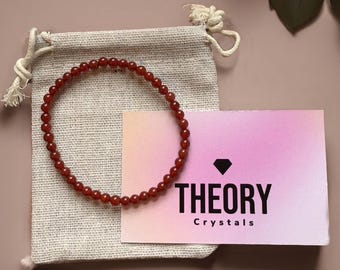 Carnelian beaded crystal bracelet (4mm)