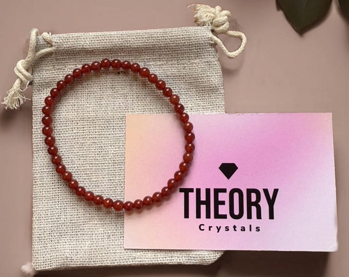 Carnelian beaded crystal bracelet (4mm)