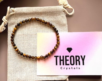 Tigers Eye beaded crystal bracelet (4mm)