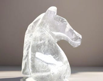 Clear quartz horse crystal carving