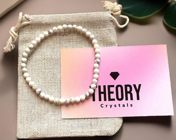 Howlite beaded crystal bracelet (4mm)