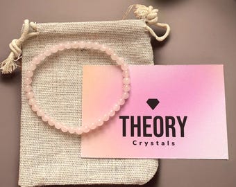 Rose Quartz beaded crystal bracelet (4mm)