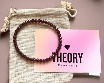 Garnet beaded crystal bracelet (4mm)