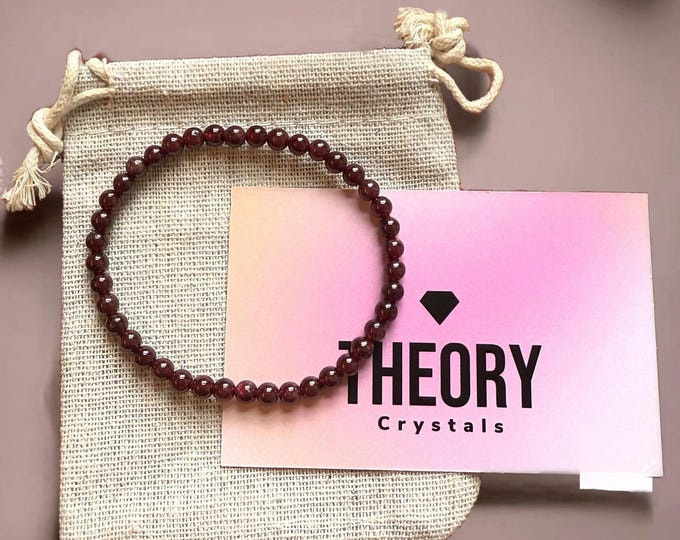 Garnet beaded crystal bracelet (4mm)