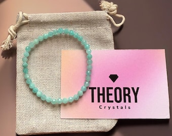 Amazonite beaded crystal bracelet (4mm)
