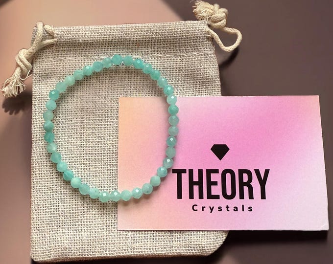 Amazonite beaded crystal bracelet (4mm)