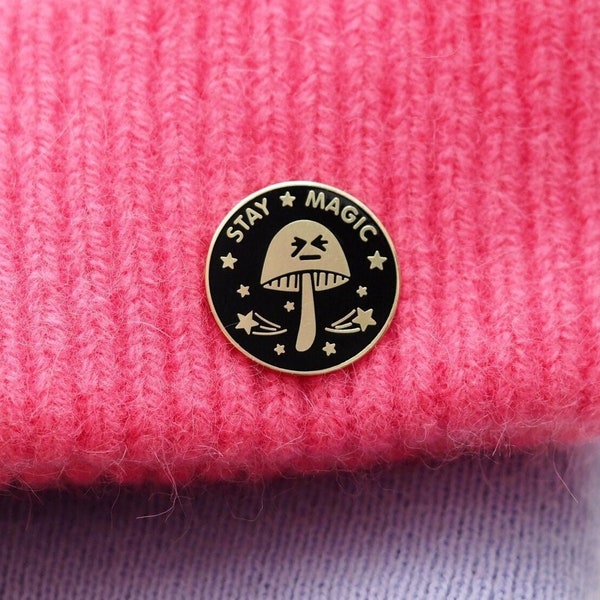 Stay Magic Mushroom Pin Badge / Enamel Pin Badge / Mushrooms / Mushroom Enthusiast / Gift For Mushroom Lover / Everyday Pin / RockCakes