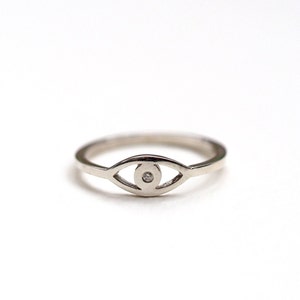 Eye Ring / Recycled Sterling Silver / Yellow or Rose Gold / Black or White Diamond Pupil / Stacking Ring / RockCakes