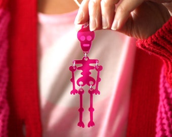 Skeleton Necklace / Articulated Skeleton / Halloween Necklace / Skeleton Pendant / Laser Cut Acrylic Necklace/ Halloween Jewellery