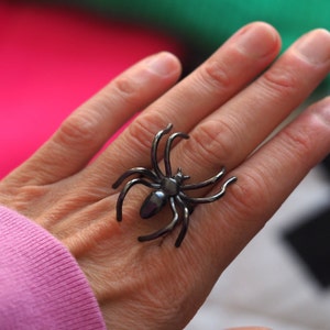 Spider Ring / Recycled Sterling Silver / Statement Ring / Oxidised Black or Polished / Handmade Ring / RockCakes