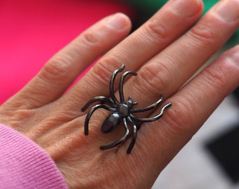 Spider Ring / Recycled Sterling Silver / Statement Ring / Oxidised Black or Polished / Handmade Ring / RockCakes