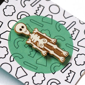 Skeleton and Ghost Pin Badges / Enamel Pins / Ghost Brooch / Skeleton Brooch/ Halloween Pins / RockCakes image 6