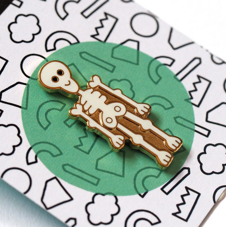 Skeleton and Ghost Pin Badges / Enamel Pins / Ghost Brooch / Skeleton Brooch/ Halloween Pins / RockCakes image 6