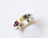 Regenboog Ring, Regenboog Eternity Ring, Zilveren Eternity Ring, Regenboog Sieraden, Precious Stone Ring, Zilveren Ringen, Handgemaakte Sieraden