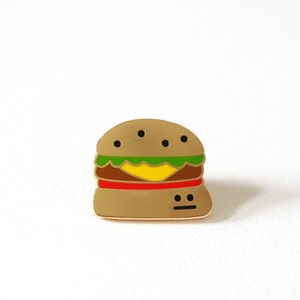 Burger Enamel Pin Badge / Burger Brooch / Teacher Gift / Dad Gift / Enamel Lapel Pin / RockCakes