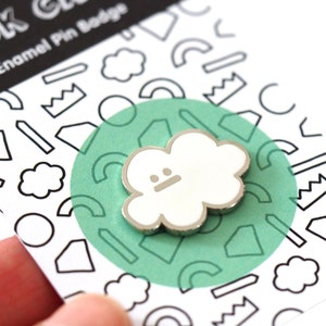 Cloud Enamel Pin Badge / Cloud Brooch / Cloud Pin / Cute Cloud / Kawaii Cloud Brooch / Every Cloud Has A Silver Lining / RockCakes Jewellery image 2