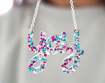 Confetti Yay Necklace / Party Necklace / Laser Cut Necklace / Happy Necklace / Playful Jewellery / Gift For Bestie / RockCakes Jewellery