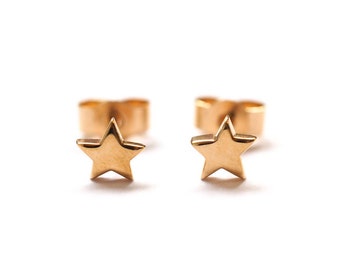 Gold Star Stud Earrings / Everyday Gold Studs / Recycled 9ct Yellow Gold / Solid Gold Earrings / Girlfriend Gift / RockCakes