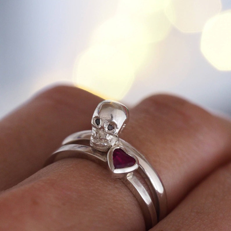 Skull Ring / Diamonds / Recycled Sterling Silver / Forever Ring / Gift For Girl Friend / RockCakes Precious Jewellery image 6