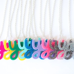 Yay Necklace / Laser Cut Acrylic Necklace / Party Necklace / Statement Necklace / Christmas Necklace / Bright Necklace / Secret Santa / image 1