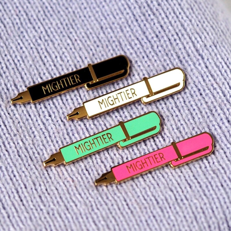 The Pen is Mightier than the Sword / Pen Enamel Pin / Enamel Pin Badge / Writer Gift / Teacher Gift / RockCakes image 3