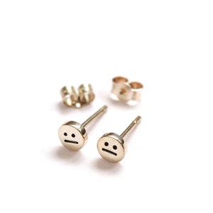 Face Stud Earrings: Handmade Recycled Sterling Silver, Minimalist Jewellery