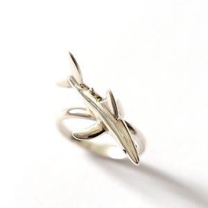 Shark Ring: Recycled Sterling Silver Black Diamond Eyes, Handmade