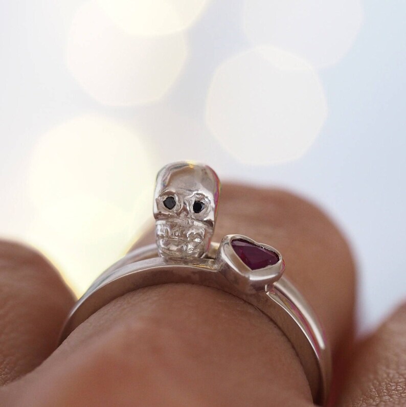 Skull Ring / Diamonds / Recycled Sterling Silver / Forever Ring / Gift For Girl Friend / RockCakes Precious Jewellery image 5