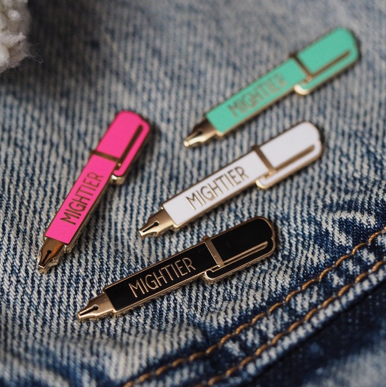 The Pen is Mightier than the Sword / Pen Enamel Pin / Enamel Pin Badge / Writer Gift / Teacher Gift / RockCakes image 2