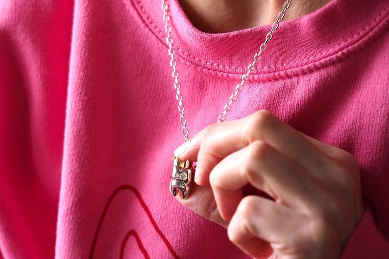 Tooth Necklace Sterling Silver Tooth Pendant Sterling Silver Etsy