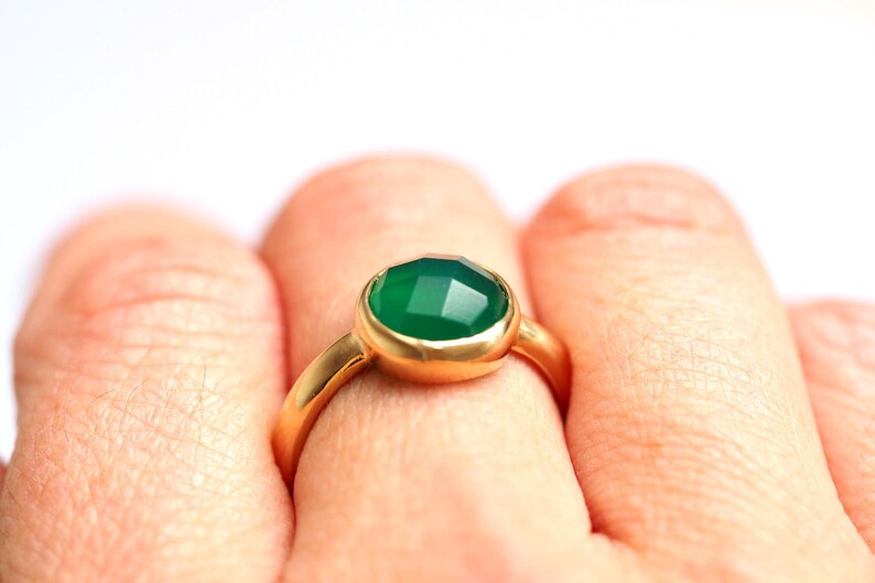 Green Onyx Ring Silver or Gold Stone Set Ring Green Ring Etsy UK