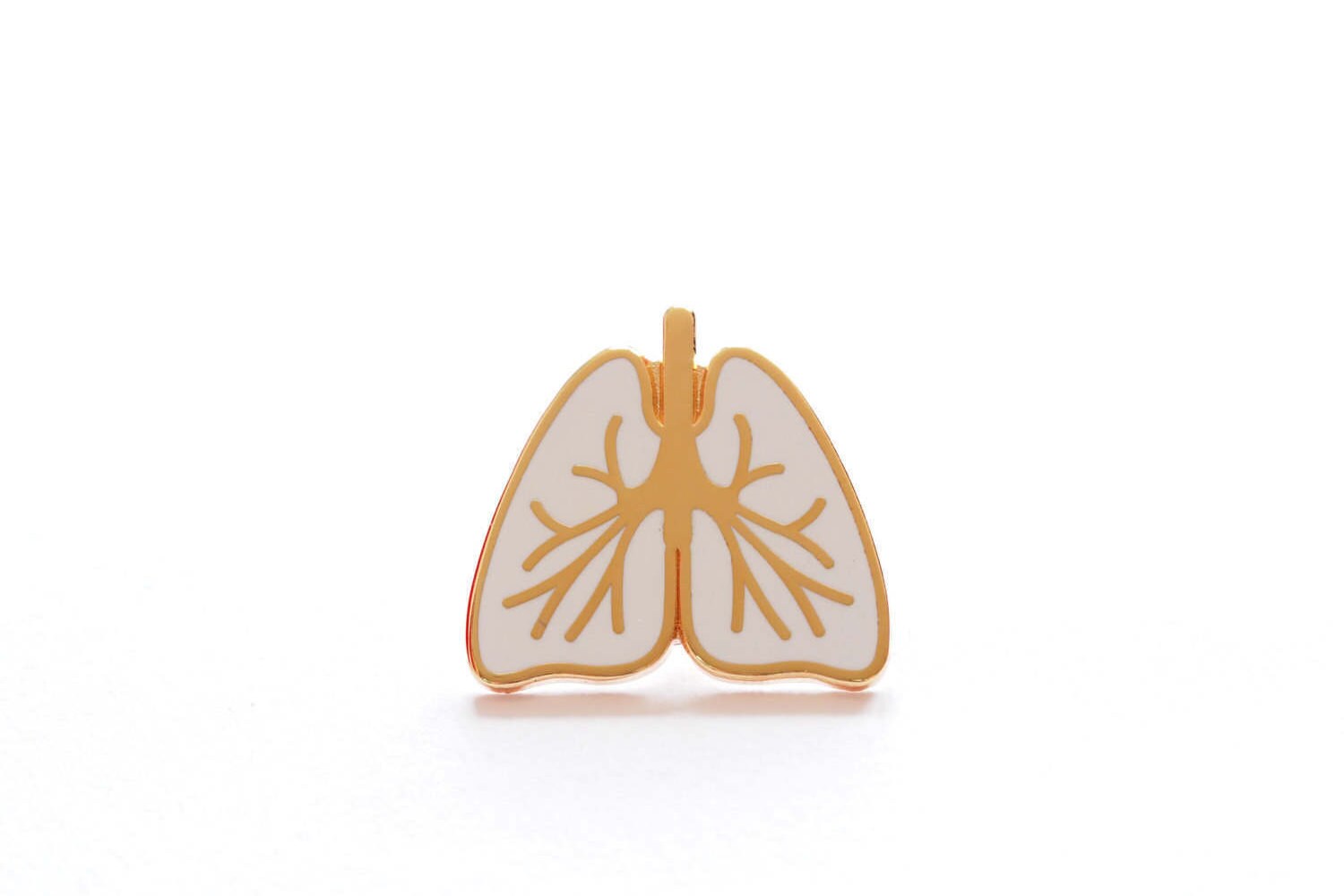 Lungs Enamel Pin Badge, Mindfulness Pin Badge, White and Gold, White …