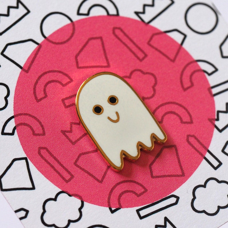 Skeleton and Ghost Pin Badges / Enamel Pins / Ghost Brooch / Skeleton Brooch/ Halloween Pins / RockCakes image 5