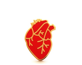 Anatomical Heart Enamel Pin / Heart Brooch / Red Heart Pin / Lapel Pin / Enamel Badge / Gift for Nurse / RockCakes