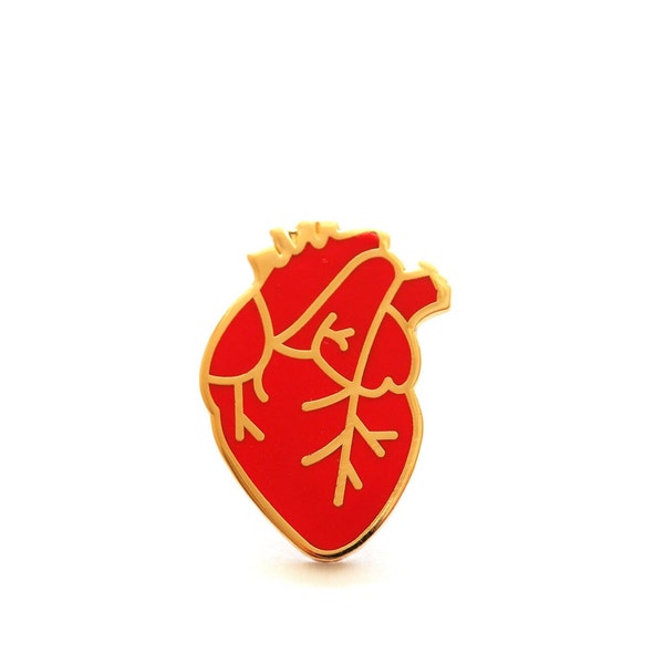 Anatomische Herz Emaille Pin / Herz Brosche / Rote Herz Pin / Anstecknadel / Emaille Anstecker / Geschenk für Krankenschwester / RockCakes