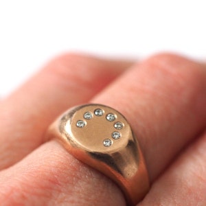 Diamond Arc Signet Ring in Rose Gold image 6