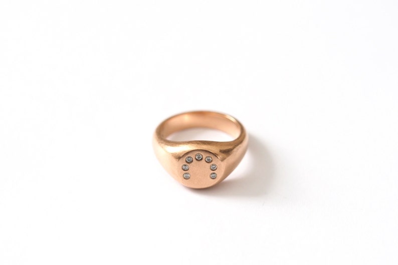 Diamond Arc Signet Ring in Rose Gold image 4