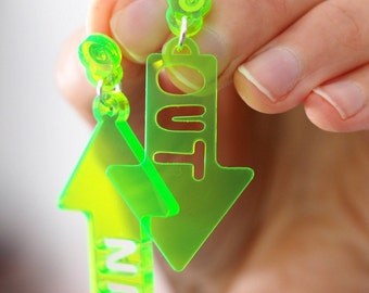 Pendientes acrílicos neón "Entra por una oreja, sale por la otra", joyas llamativas y divertidas