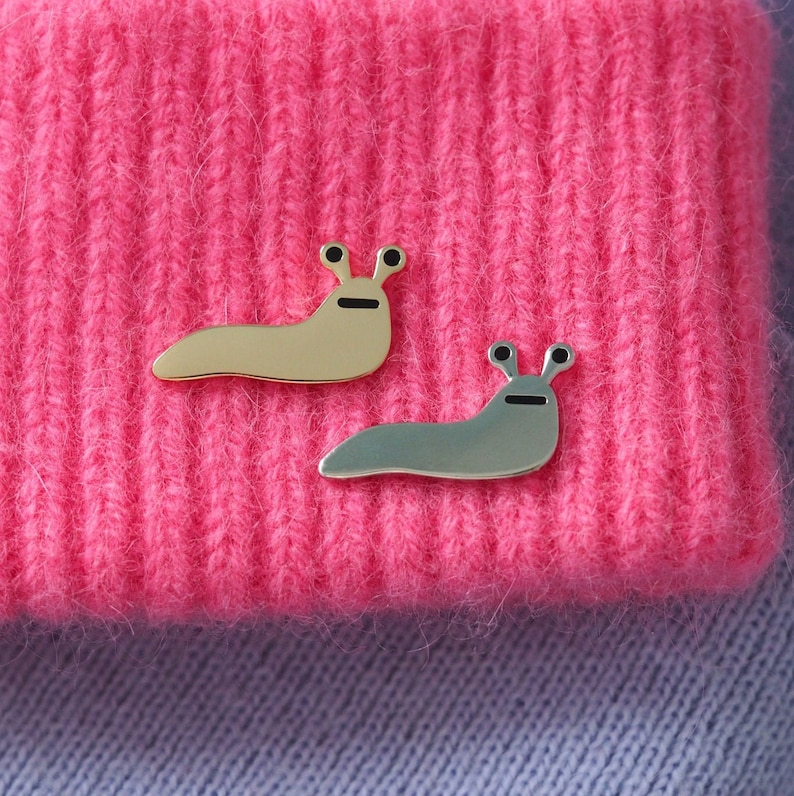 Slug Enamel Pin Badge / Silver Slug / Gold Slug / Cute Gift / Gardener Gift / Gift For Friend / Collectable Enamel Pin image 3