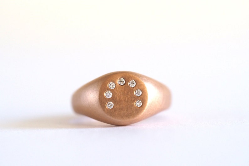 Diamond Arc Signet Ring in Rose Gold image 1