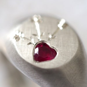 Ruby Heart Signet Ring / Handmade Ruby Ring / Faceted Ruby Heart / Silver Ruby Ring / Signet Ring / RockCakes image 8