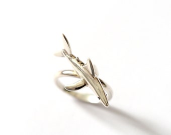 Shark Ring, Sterling Silver with Black Diamond Eyes, Handmade Silver Shark Ring, Hastings, uk