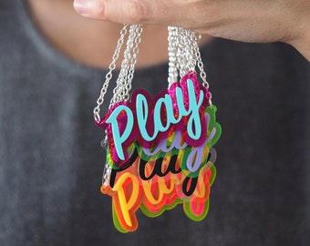 Play Necklace in Laser Cut Acrylic