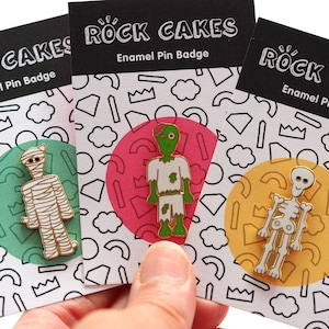 Skeleton and Ghost Pin Badges / Enamel Pins / Ghost Brooch / Skeleton Brooch/ Halloween Pins / RockCakes image 8