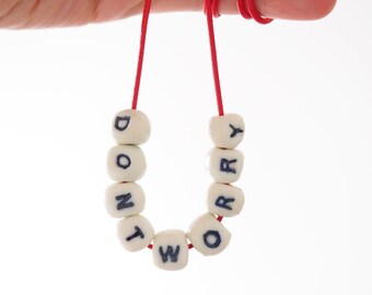 Don't Worry, Handmade Porcelain Bead Necklace